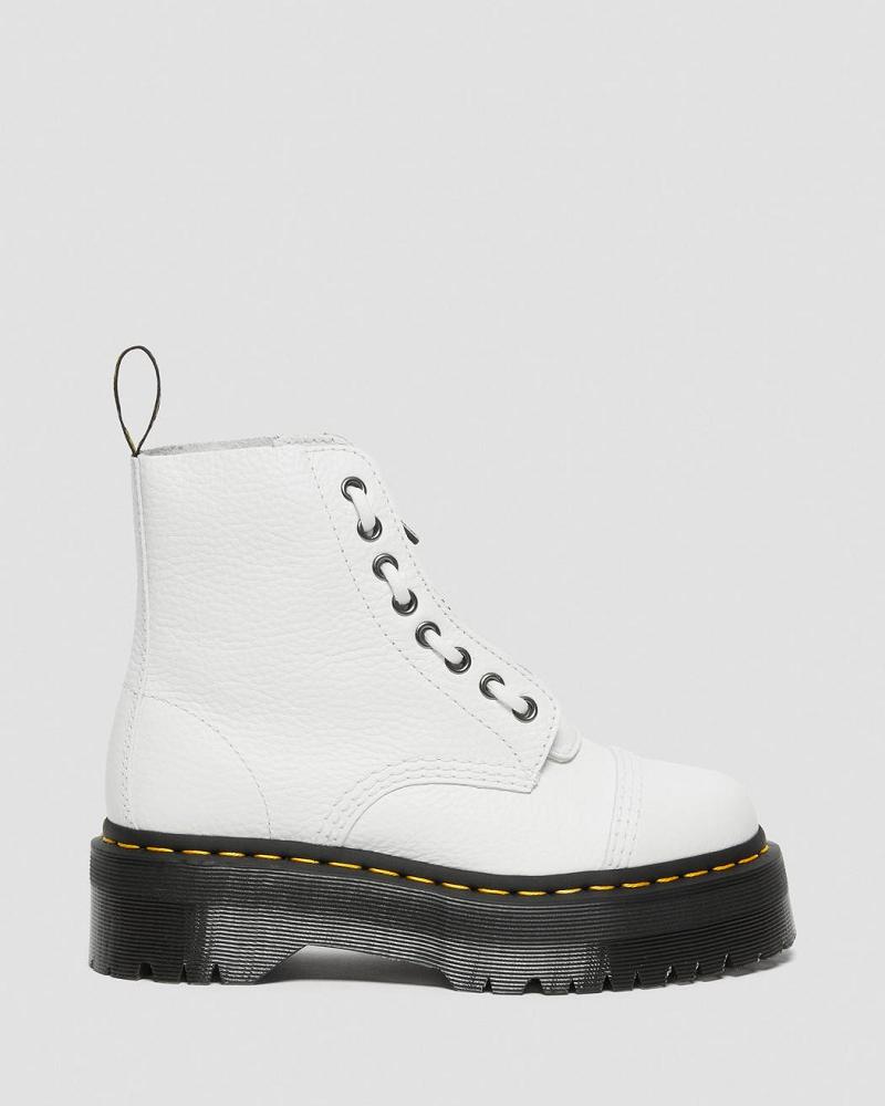 Dr Martens Sinclair Milled Nappa Leren Platform Laarzen Dames Wit | NL 524OKI